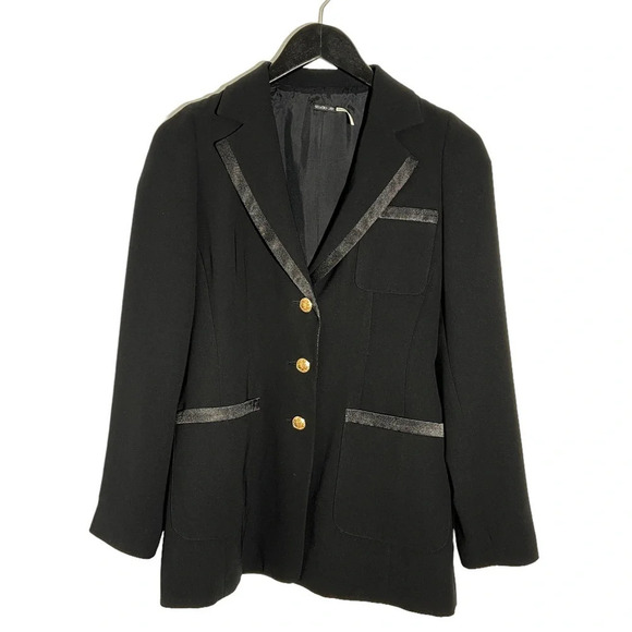 Jax Jackets & Blazers - Vintage Studio Jax Black Blazer with Satin Trim size 4